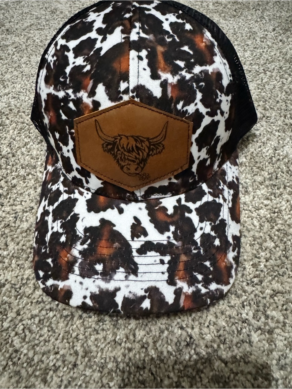 Cow Print Trucker Ponytail Hat